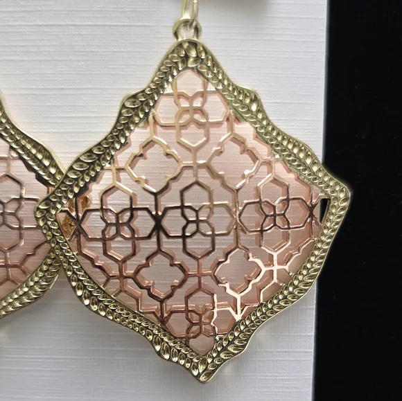Kendra Scott Rose Gold Filigree Drop Earrings - Picture 2 of 3